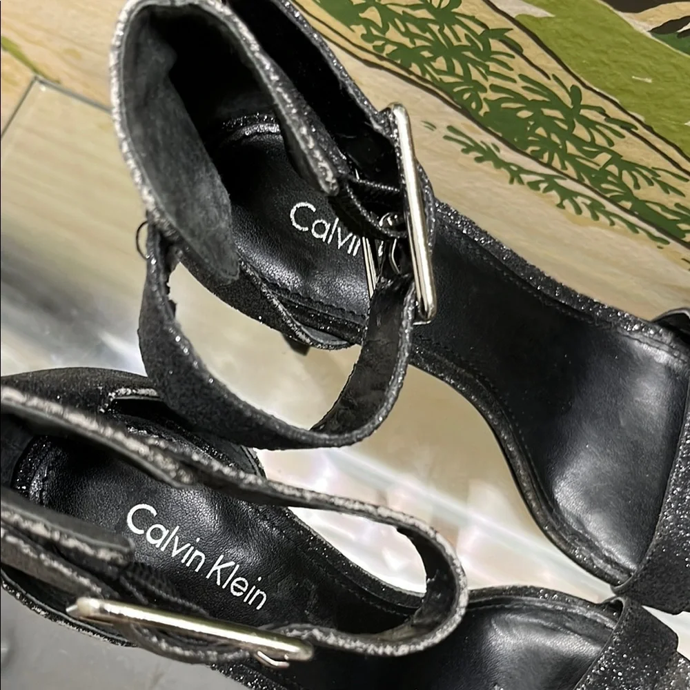 Calvin Klein Sleek Black Stiletto Heels with Ankle Strap